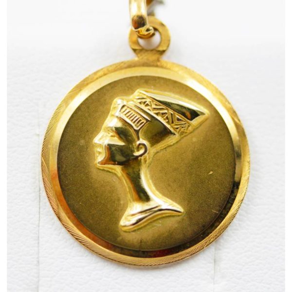 pendente Nefertiti medaglia oro K. 18