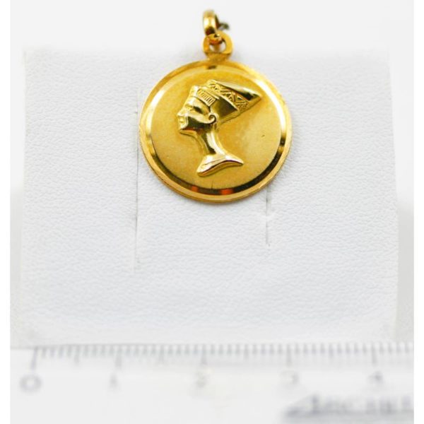 pendente Nefertiti medaglia oro K. 18